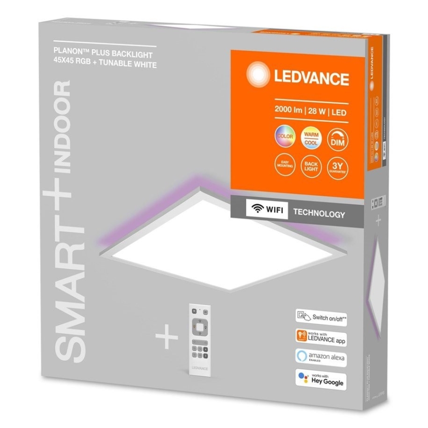 Ledvance - Painel LED RGBW dimerizável SMART+ PLANON LED/28W/230V 45x45 cm Wi-Fi + comando remoto