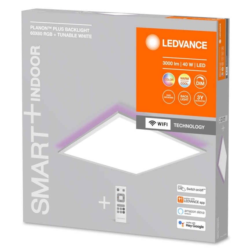Ledvance - Painel LED RGBW regulável SMART+ PLANON LED/40W/230V 3000-6500K 60x60 cm Wi-Fi + controlo remoto