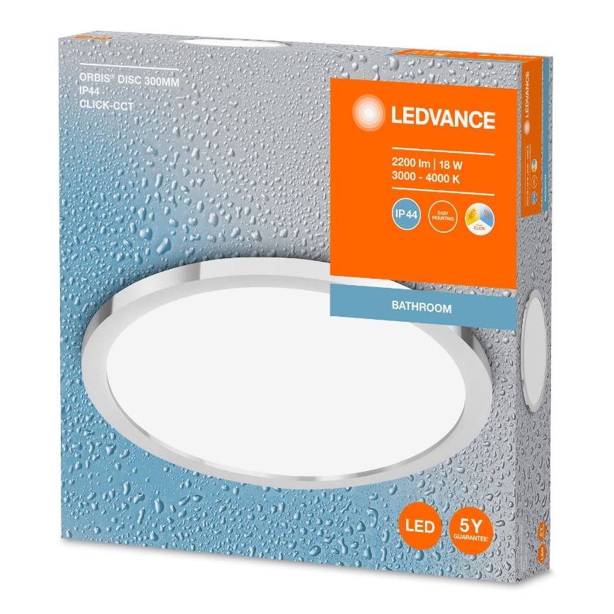 Ledvance - Plafonier LED para casa de banho DISC LED/18W/230V 3000/4000K IP44