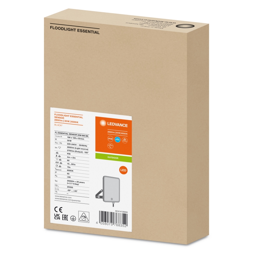 Ledvance - Refletor LED Exterior com Sensor FLOODLIGHT LED/30W/230V 6500K IP65