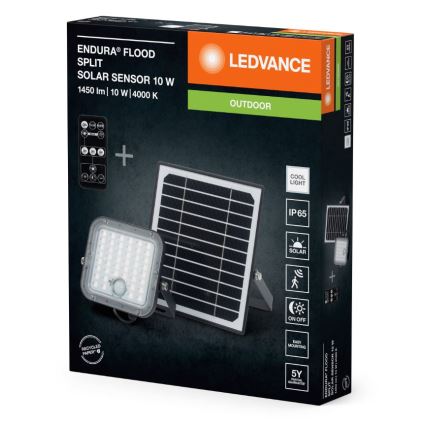 Ledvance - Refletor solar LED regulável com sensor de movimento e crepúsculo FLOOD SPLIT LED/10W/3,2V 5000 mAh IP65 + controlo remoto