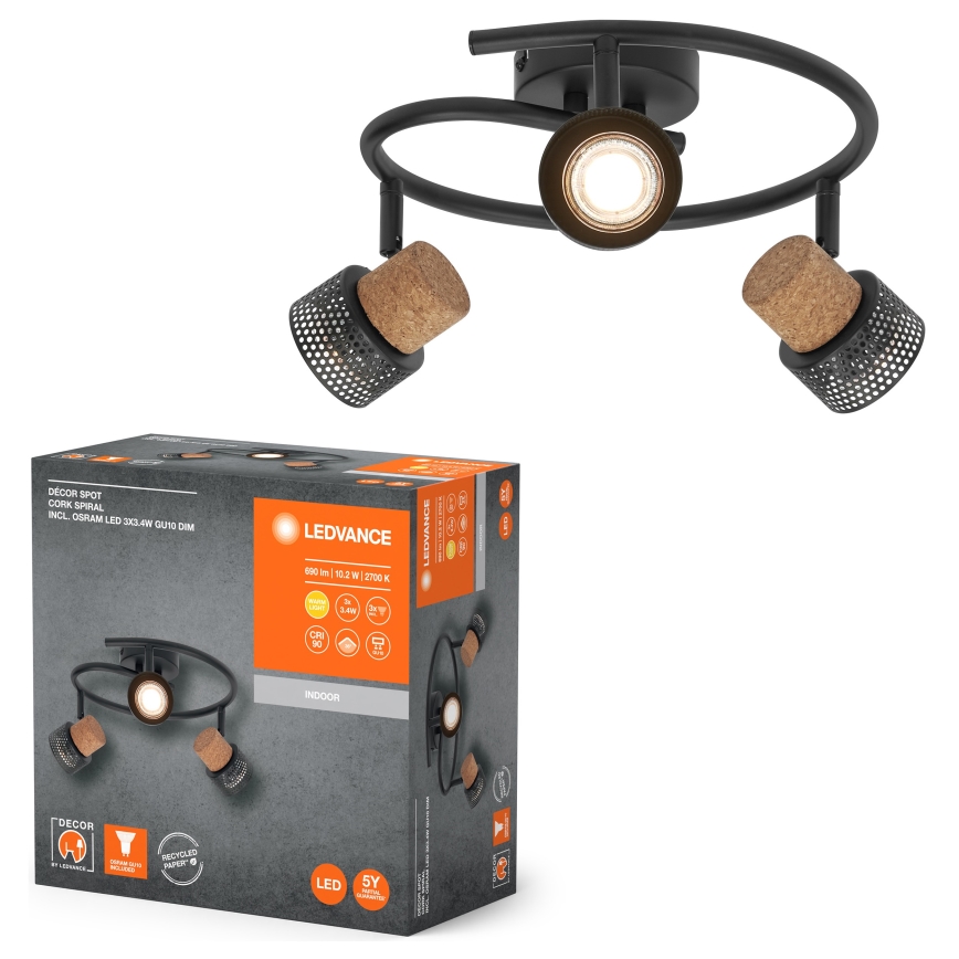 Ledvance - Luminária de embutir LED DECOR CORK 3xGU10/3,4W/230V