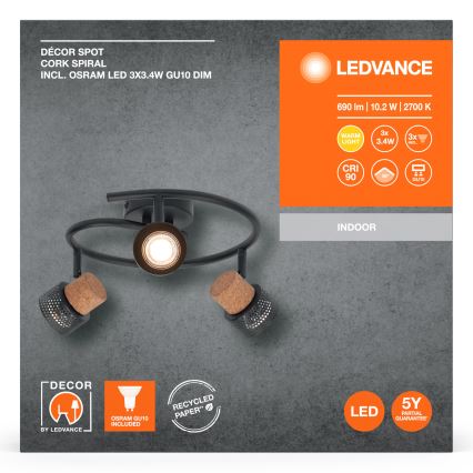 Ledvance - Luminária de embutir LED DECOR CORK 3xGU10/3,4W/230V