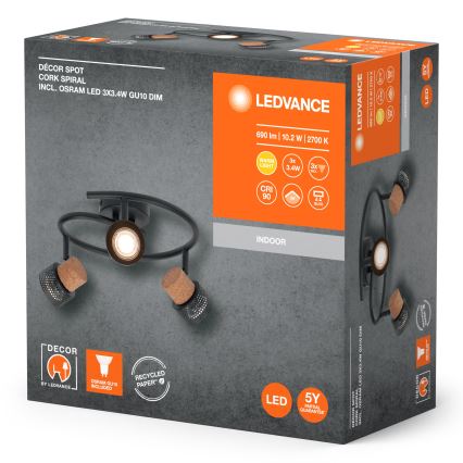 Ledvance - Luminária de embutir LED DECOR CORK 3xGU10/3,4W/230V