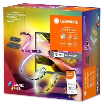 Ledvance - Tira LED RGB com regulação para TV SYNCH BOX FLEX SMART+ MAGIC 4,5m LED/18W/230V Wi-Fi
