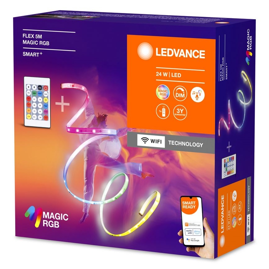 Ledvance - Tira LED RGB com regulação SMART+ MAGIC FLEX 5m LED/24W/230V Wi-Fi + comando