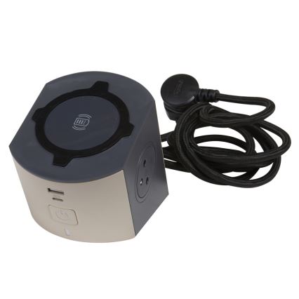 Legrand 049402 - Separador de tomadas com interruptor 2Z Tipo E + USB-A + USB-C e carregamento sem fios 10W 2m castanho