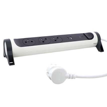Legrand 049416 - Cabo de extensão com interruptor 3Z Tipo E + USB-A + USB-C 1,5m