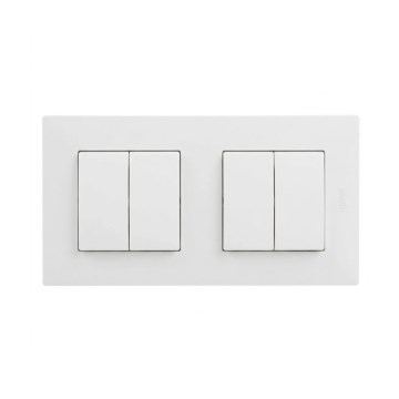 Legrand - 2x Interruptor duplo em série č. 5 com moldura NILOE STEP, branco