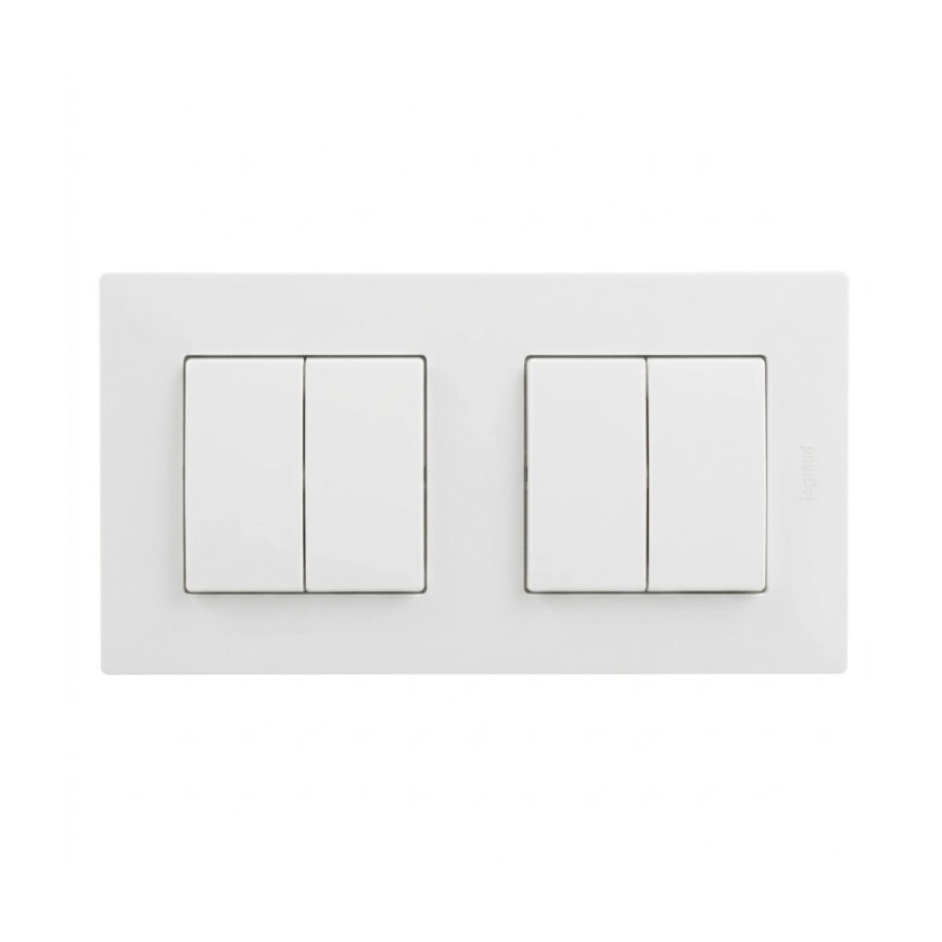 Legrand - 2x Interruptor duplo em série č. 5 com moldura NILOE STEP, branco
