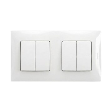 Legrand - 2x Interruptor duplo em série n.º 5 com moldura NILOE branca