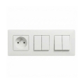 Legrand - 2x interruptores duplos em série n.º 5 e tomada doméstica com moldura NILOE STEP 250V branca
