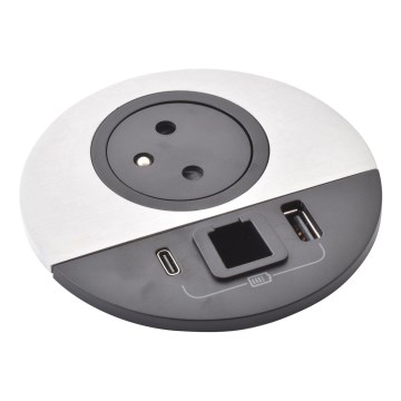 Legrand 654708 - Coluna de tomadas para tampo de mesa 1x230V + USB-A + USB-C + RJ45