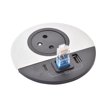 Legrand 654708 - Coluna de tomadas para tampo de mesa 1x230V + USB-A + USB-C + RJ45