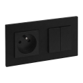 Legrand - Interruptor de escada duplo 6+6 e tomada doméstica com moldura NILOE STEP 250V preta