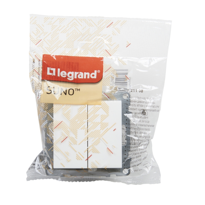 Legrand - Interruptor de escada duplo č. 6+6 sem moldura SUNO branco