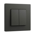 Legrand - Interruptor de escada duplo com moldura n.º 6+6 NILOE STEP preto