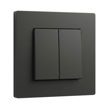 Legrand - Interruptor de escada duplo com moldura n.º 6+6 NILOE STEP preto