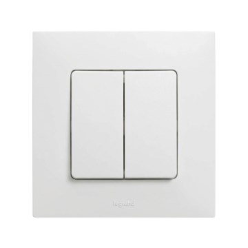 Legrand - Interruptor de escada duplo n.º 6+6 com moldura NILOE branca