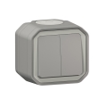 Legrand - Interruptor de escada duplo n.º 6+6 PLEXO IP55, cinzento
