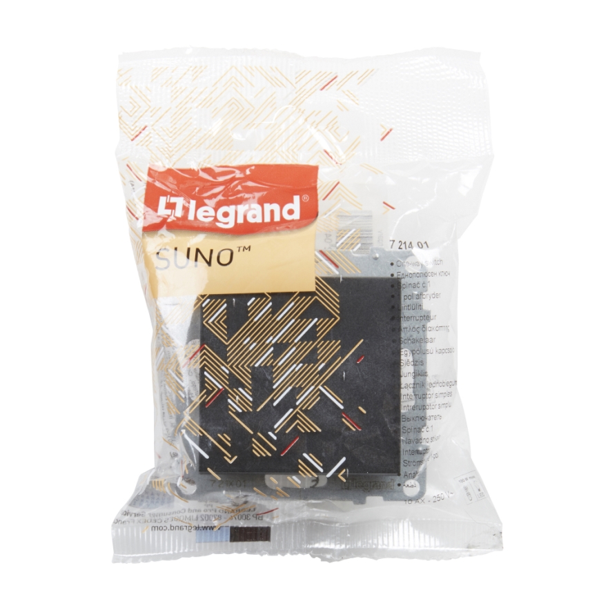 Legrand - Interruptor de escada duplo n.º 6+6 sem moldura SUNO preto