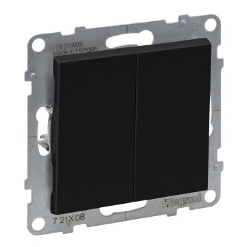 Legrand - Interruptor de escada duplo sem moldura n.º 6+6 SUNO preto