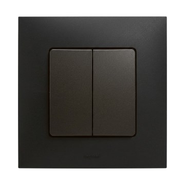 Legrand - Interruptor duplo de escada n.º 6+6 com moldura NILOE preta