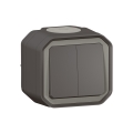 Legrand - Interruptor duplo de escada n.º 6+6 PLEXO IP55 antracite