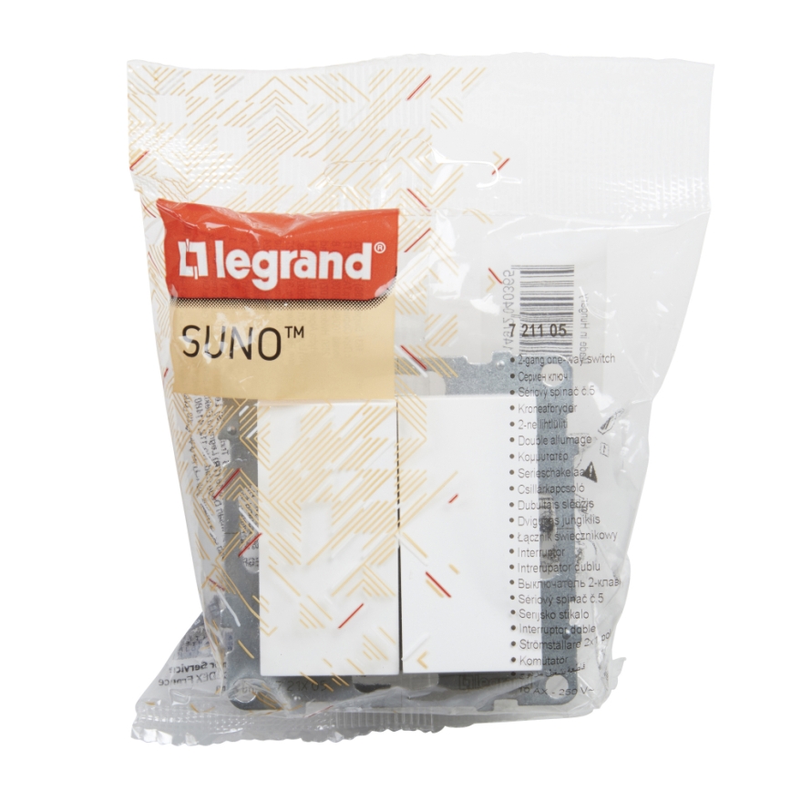 Legrand - Interruptor duplo de série č. 5 sem moldura SUNO branco