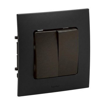 Legrand - Interruptor duplo em série č. 5 com moldura NILOE preta