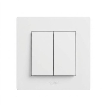 Legrand - Interruptor duplo em série č. 5 com moldura NILOE STEP branco