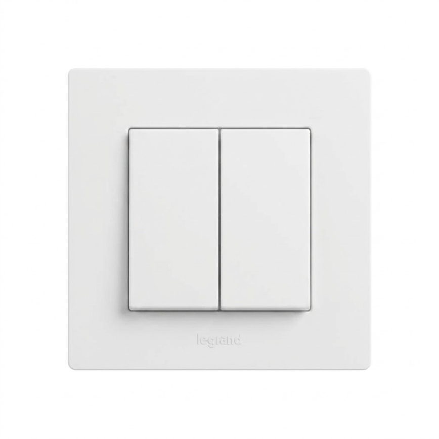 Legrand - Interruptor duplo em série č. 5 com moldura NILOE STEP branco
