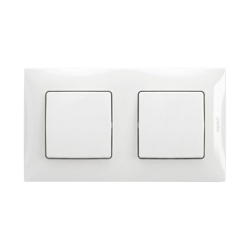 Legrand - Interruptor duplo unipolar n.º 1 com moldura NILOE branca