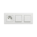 Legrand - Interruptor duplo unipolar n.º 1 e tomada doméstica com moldura NILOE STEP 250V branca