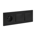 Legrand - Interruptor duplo unipolar n.º 1 e tomada doméstica com moldura NILOE STEP 250V preto