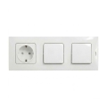 Legrand - Interruptor duplo unipolar n.º 1 e tomada doméstica SCHUKO com moldura NILOE, 250 V, branco