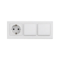 Legrand - Interruptor duplo unipolar n.º 1 e tomada doméstica SCHUKO com moldura NILOE STEP 250V branca