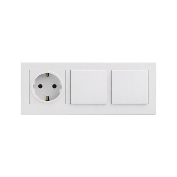 Legrand - Interruptor duplo unipolar n.º 1 e tomada doméstica SCHUKO com moldura NILOE STEP 250V branca