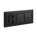 Legrand - Interruptor duplo unipolar n.º 1 e tomada dupla com moldura NILOE 250V preta