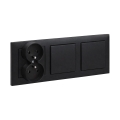 Legrand - Interruptor duplo unipolar n.º 1 e tomada dupla doméstica com moldura SUNO 250V em preto