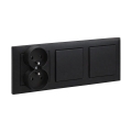 Legrand - Interruptor duplo unipolar n.º 1 e tomada dupla doméstica com moldura SUNO 250V preta