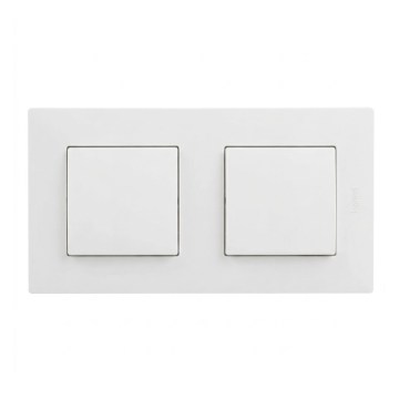 Legrand - Interruptor unipolar duplo n.º 1 com moldura NILOE STEP branco