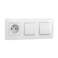 Legrand - Interruptor unipolar duplo n.º 1 e tomada doméstica com moldura NILOE 250V branca