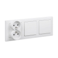 Legrand - Interruptor unipolar duplo nº 1 e tomada dupla residencial com moldura SUNO 250V branca