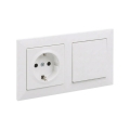 Legrand - Interruptor unipolar n.º 1 e tomada doméstica SCHUKO com moldura SUNO 250V branca