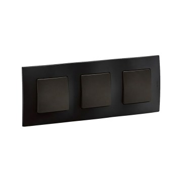 Legrand - Interruptor unipolar triplo n.º 1 com moldura NILOE preta