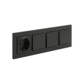 Legrand - Interruptor unipolar triplo n.º 1 e tomada doméstica SCHUKO com moldura NILOE STEP 250V preta