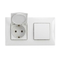 Legrand - Tomada de exterior doméstica e interruptor unipolar n.º 1 com moldura NILOE 250V IP44 branca