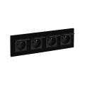 Legrand - Tomada de exterior doméstica quádrupla com moldura NILOE STEP 250V IP44 preta