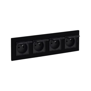 Legrand - Tomada de exterior doméstica quádrupla com moldura NILOE STEP 250V IP44 preta